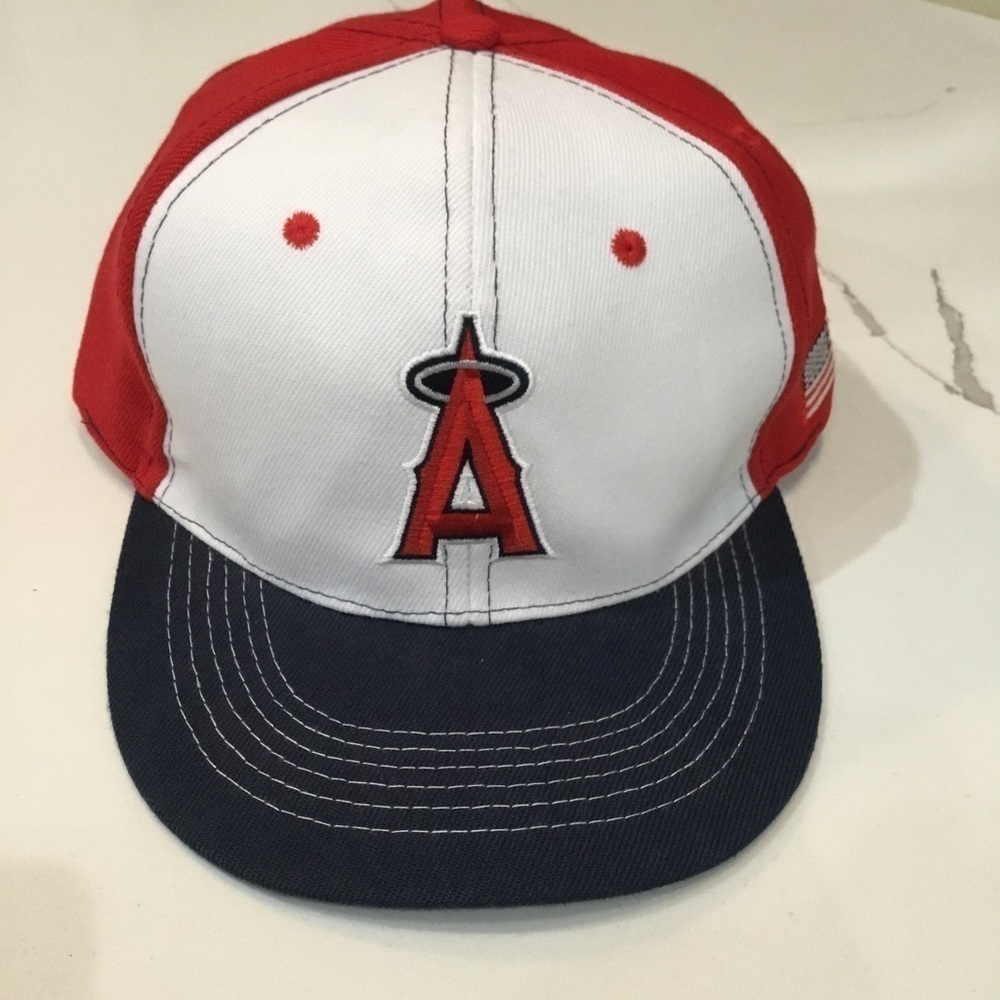 ANGELS Hat American Flag Budweiser sixth Man Production Hat  Velcro Back NWOT